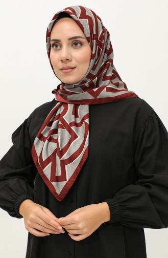Karaca Echarpe Rayonne A Motifs Géométriques 81044-01 Pierre Rouge Claret Foncé 81044-01