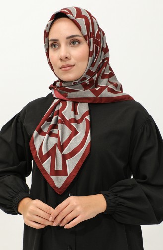 Karaca Geometric Patterned Rayon Scarf 81044-01 Dark Burgundy Stone 81044-01