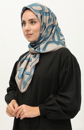 إيشارب منقوش رايون كاراجا 81044-03 بيج غامق بترولي 81044-03