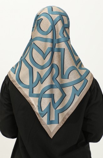 إيشارب منقوش رايون كاراجا 81044-03 بيج غامق بترولي 81044-03