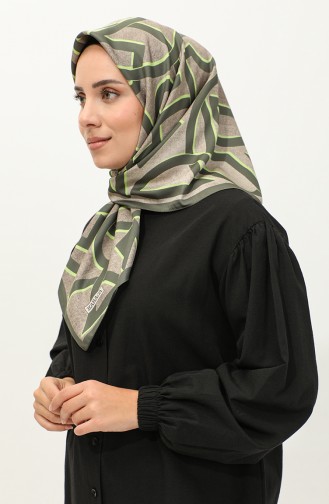 Karaca Echarpe Rayonne A Motifs Géométriques 81044-06 Khaki Vert Fluo 81044-06