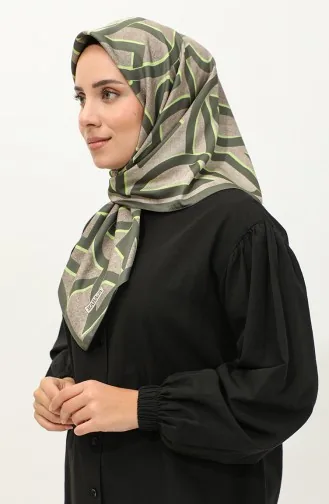 إيشارب منقوش رايون كاراجا 81044-06 أخضر عسكري أخضر 81044-06