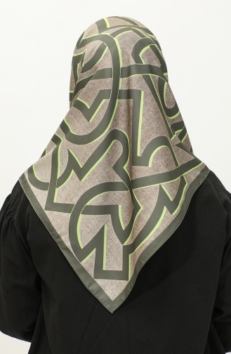 Karaca Echarpe Rayonne A Motifs Géométriques 81044-06 Khaki Vert Fluo 81044-06