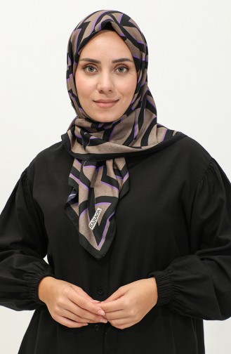 Karaca Geometrik Desenli Rayon Eşarp 81044-18 Siyah Eflatun