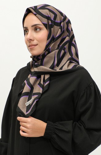 Karaca Geometrik Desenli Rayon Eşarp 81044-18 Siyah Eflatun