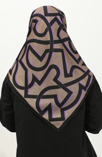 Karaca Geometrik Desenli Rayon Eşarp 81044-18 Siyah Eflatun