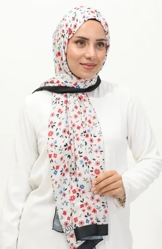 Çiçek Desenli Şal 2062-08 Siyah