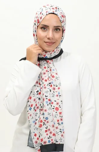 Çiçek Desenli Şal 2062-08 Siyah