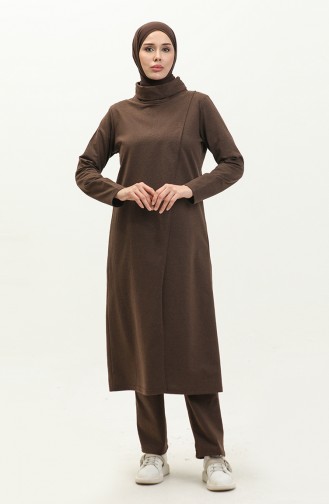 Turtleneck Tracksuit Set 3043-11 Brown 3043-11