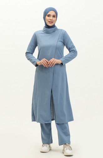 Turtleneck Tracksuit Set 3043-13 Blue 3043-13