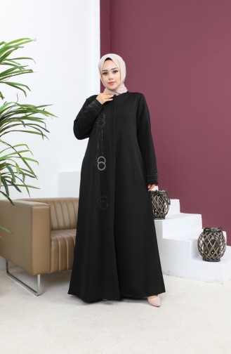 Abaya Avec Pierre Grande Taille 5063-01 Noir 5063-01