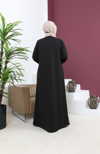 Abaya Avec Pierre Grande Taille 5063-01 Noir 5063-01