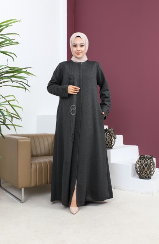 Plus Size Stoned Abaya 5063-02 Anthracite 5063-02