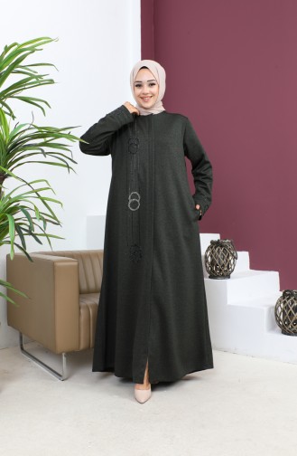 Abaya Avec Pierre Grande Taille 5063-04 Khaki 5063-04