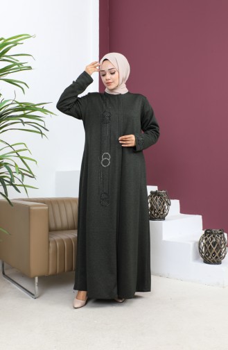 Abaya Avec Pierre Grande Taille 5063-04 Khaki 5063-04