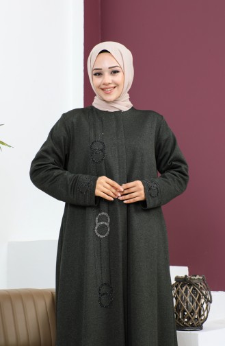 Abaya Avec Pierre Grande Taille 5063-04 Khaki 5063-04