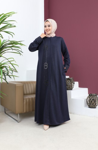 Große Stoned Abaya 5063-05 Marineblau 5063-05