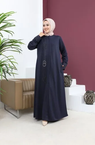 عباية بتصميم حجر مقاس كبير 5063-05 كحلي 5063-05