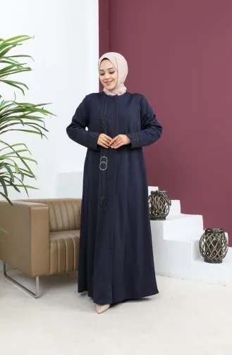 عباية بتصميم حجر مقاس كبير 5063-05 كحلي 5063-05