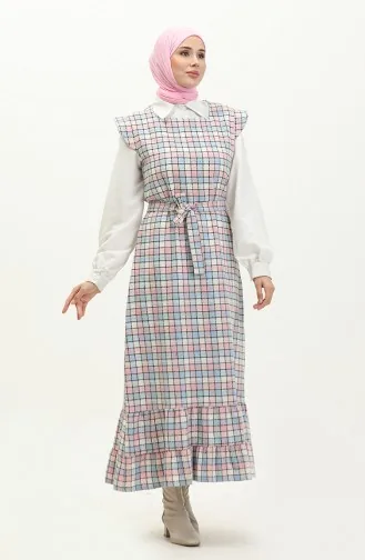Tweed Plaid Patterned Gilet 0254-05 Powder Baby Blue 0254-05