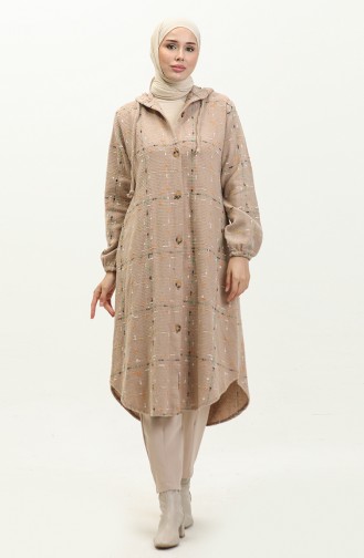 Tweed Hooded Coat 0256-01 Mink 0256-01