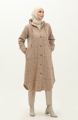 Tweed Hooded Coat 0256-01 Mink 0256-01