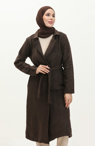 Herringbone Pattern Belted Cape 0260-02 Brown Black 0260-02