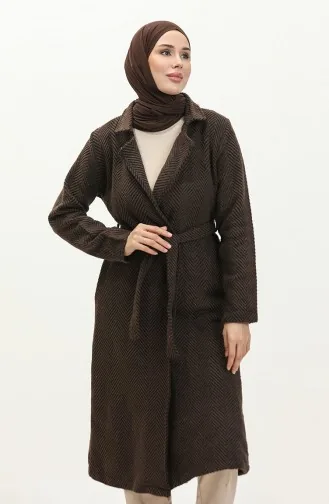 Herringbone Pattern Belted Cape 0260-02 Brown Black 0260-02