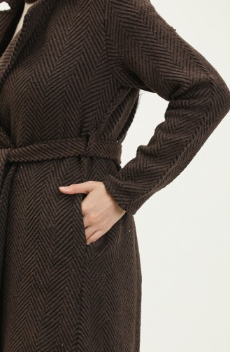 Herringbone Pattern Belted Cape 0260-02 Brown Black 0260-02