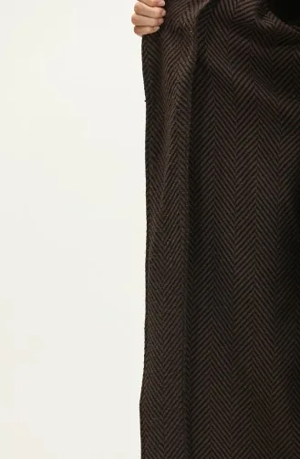 Herringbone Pattern Belted Cape 0260-02 Brown Black 0260-02