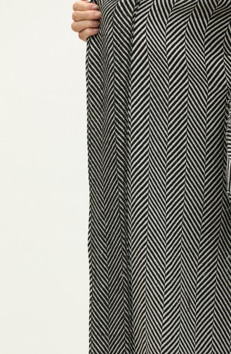 Cape à Ceinture Motif Chevrons 0260-03 Noir Blanc 0260-03