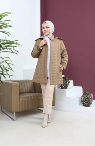 Plus Size Korte Gewatteerde Jas 5060-02 Mink 5060-02