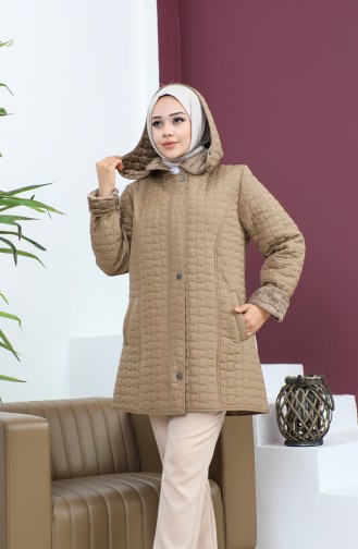 Plus Size Short Quilted Coat 5060-02 Mink 5060-02