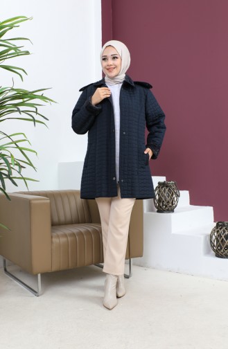 Manteau Matelassé Court Grande Taille 5060-03 Bleu Marine 5060-03