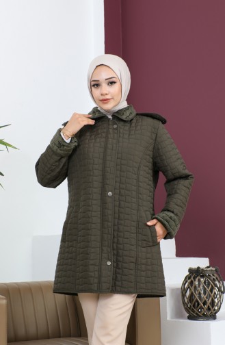 Plus Size Short Quilted Coat 5060-04 Khaki 5060-04