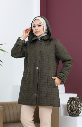 Plus Size Short Quilted Coat 5060-04 Khaki 5060-04