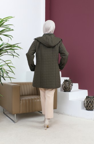 Plus Size Short Quilted Coat 5060-04 Khaki 5060-04