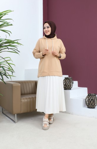 Sweatshirt Met Capuchon 23002-01 Beige 23002-01