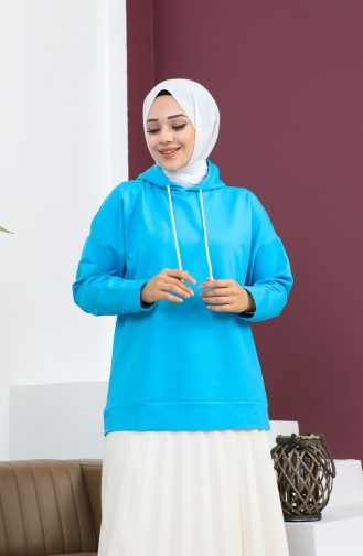 Sweatshirt Met Capuchon 23002-02 Turkoois 23002-02