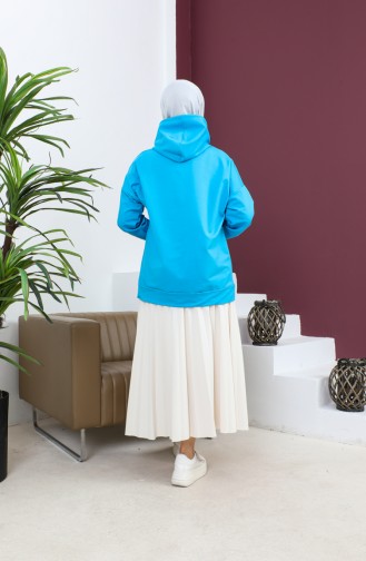 Kapüşonlu Sweatshirt 23002-02 Turkuaz