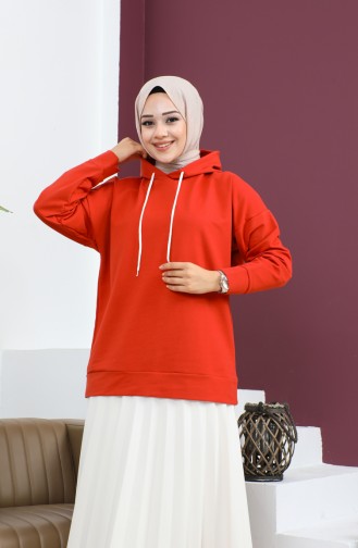 Kapüşonlu Sweatshirt 23002-03 Tarçın Renk