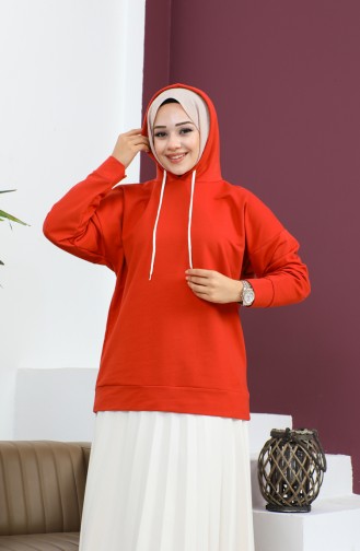 Kapüşonlu Sweatshirt 23002-03 Tarçın Renk