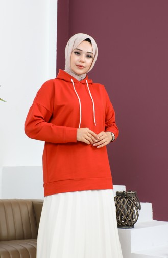 Kapüşonlu Sweatshirt 23002-03 Tarçın Renk