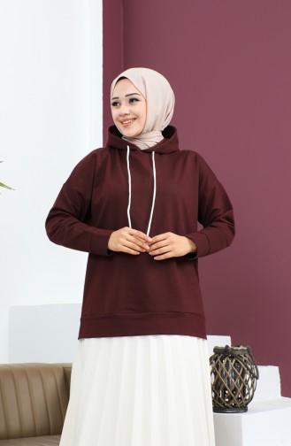 Kapüşonlu Sweatshirt 23002-04 Koyu Vişne