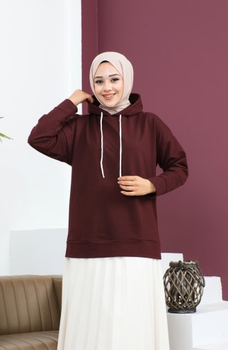 Kapüşonlu Sweatshirt 23002-04 Koyu Vişne