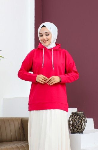 Kapüşonlu Sweatshirt 23002-05 Fuşya