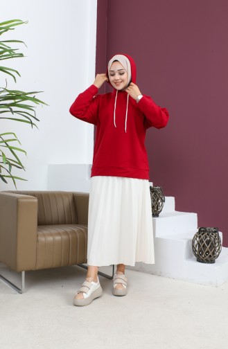 Kapüşonlu Sweatshirt 23002-06 Bordo