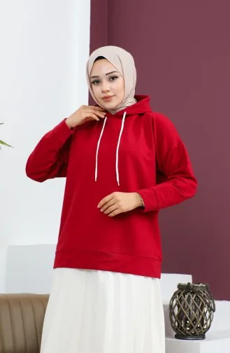 Kapüşonlu Sweatshirt 23002-06 Bordo