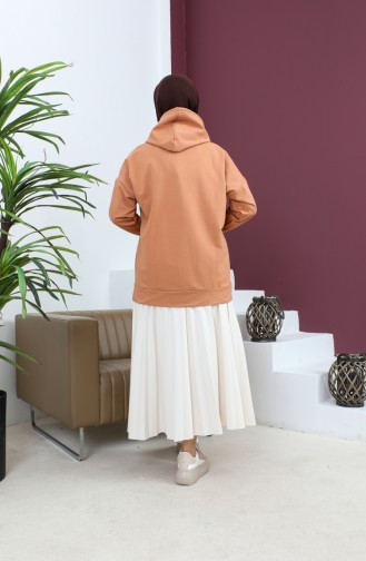 Kapüşonlu Sweatshirt 23002-07 Sütlü kahve