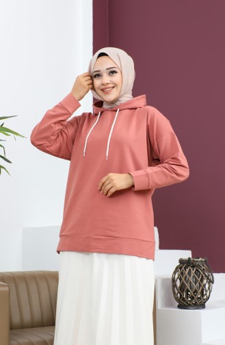 Sweatshirt à Capuche 23002-08 Rose Poudré 23002-08